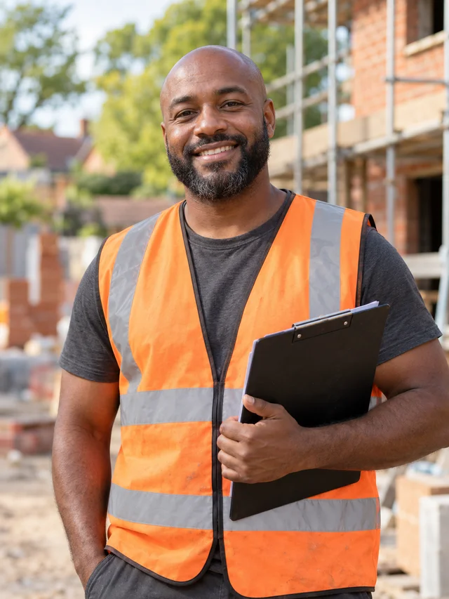 Marcus holding a site clipboard